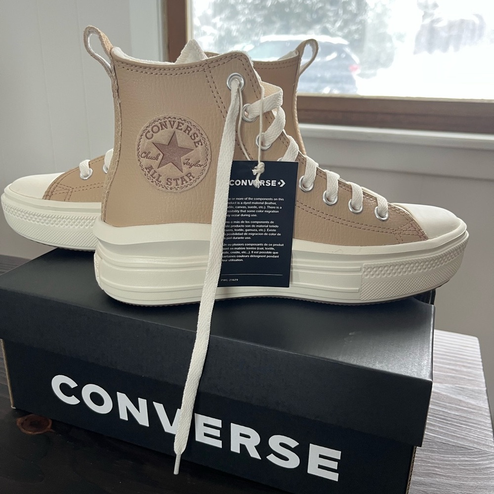 Converse All Star Move Leather, Beige High-Top Sneakers - size 38